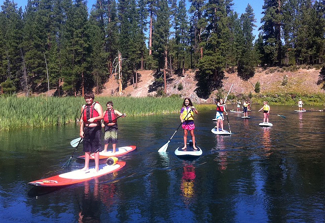 Paddle Board Group on a Slate River